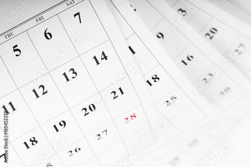 Calendar pages close up business time concept