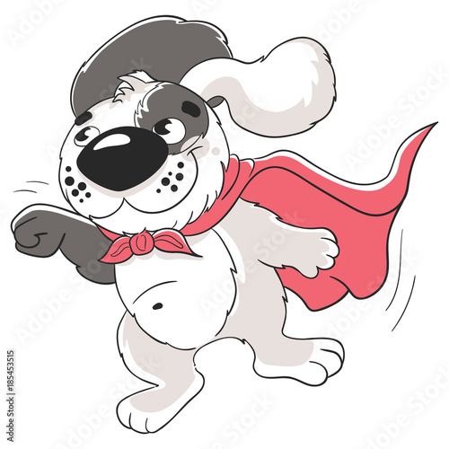 Super Hero puppy Dog. Childhood cartoon dog. Vector illustration