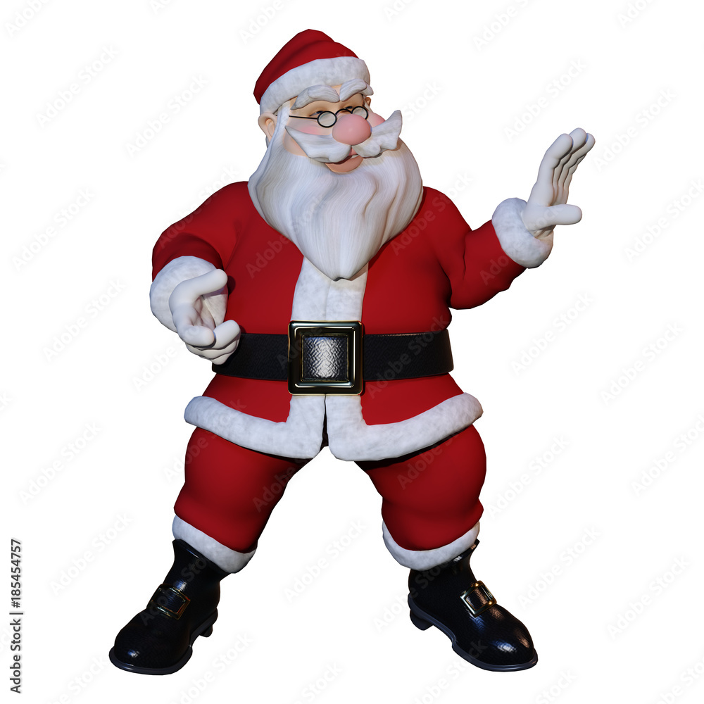 3D Rendering Santa Exercising on White 3D Rendering Santa Exercising on White