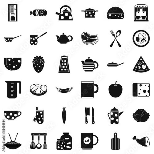 Kitchen icons set  simple style