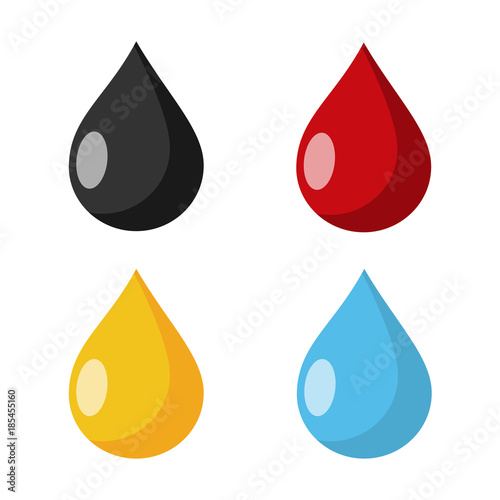 Bunte Tropfen unterschiedliche Farben Flat Design Icon Set