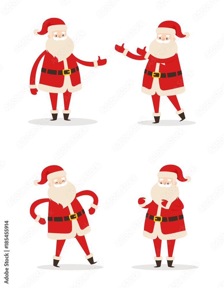 Set of Santa Clauses in Different Pose Vector Icon Set of Santa Clauses in Different Pose Vector Icon