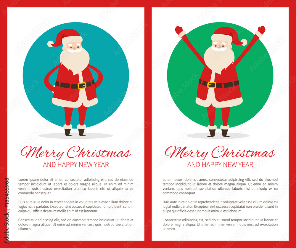 Merry Christmas Happy New Year Poster with Santa Merry Christmas Happy New Year Poster with Santa