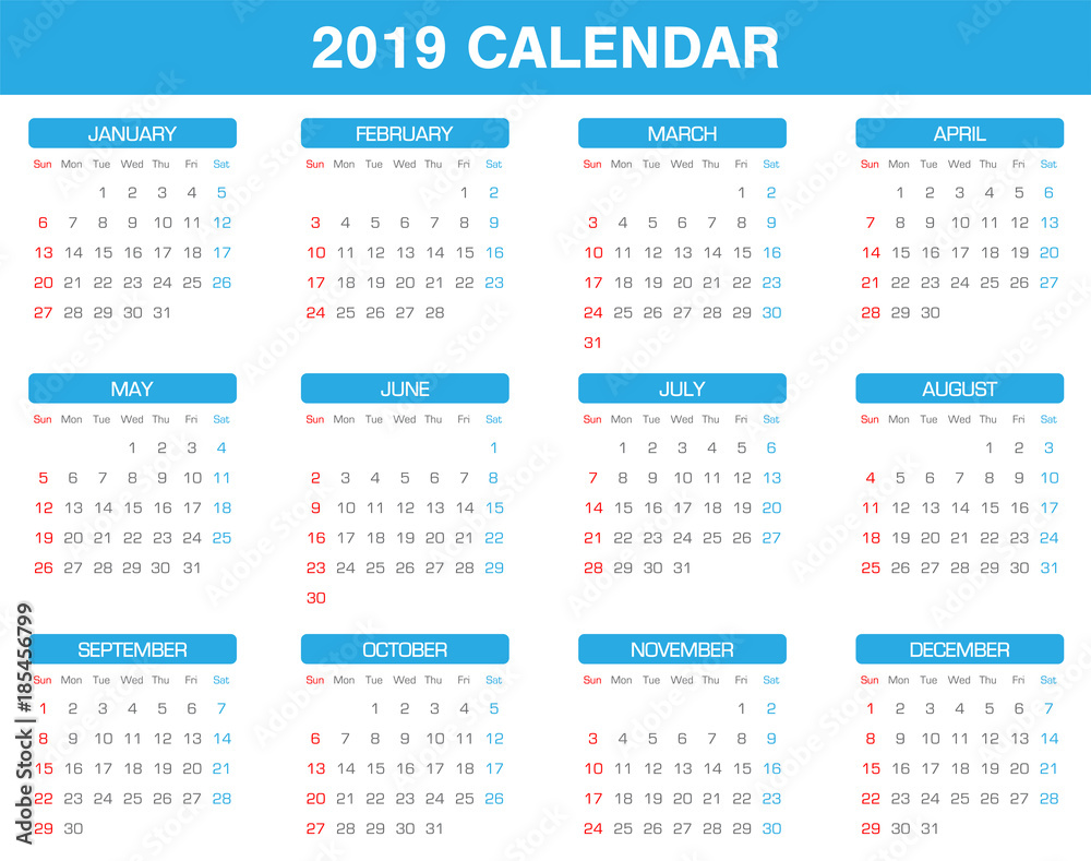 Simple 19 Year Calendar Set Of All Month Stock Vector Adobe Stock Simple 19 Year Calendar Set Of All Month Stock Vector Adobe Stock