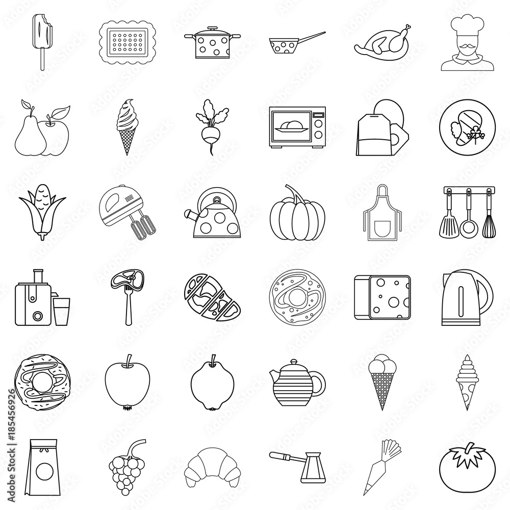 Menu icons set, outline style Menu icons set, outline style