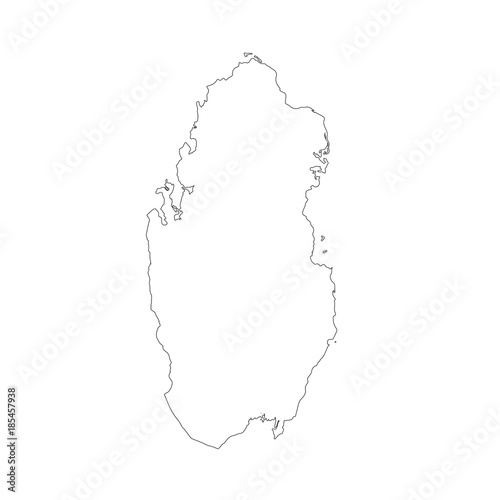 Vector map Qatar. Isolated vector Illustration. Black on White background. EPS 10 Illustration.