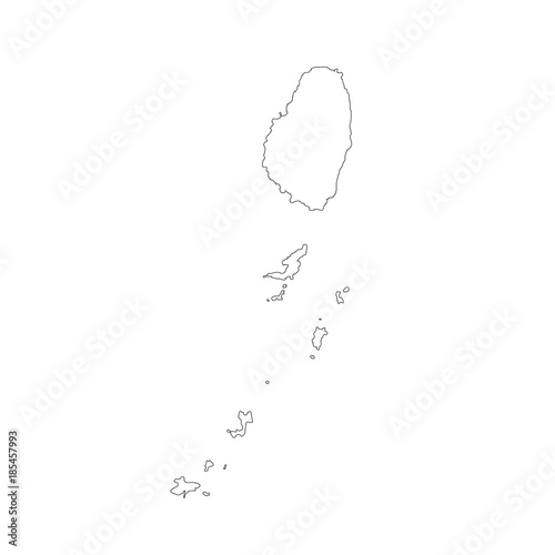 Vector map Saint Vincent and the Grenadines. Isolated vector Illustration. Black on White background. EPS 10 Illustration. photo