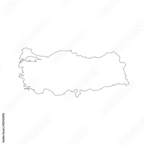 Vector map Turkey. Isolated vector Illustration. Black on White background. EPS 10 Illustration.