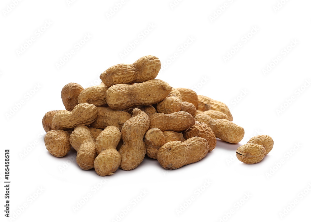 Peanuts with shells isolated on white background Peanuts with shells isolated on white background