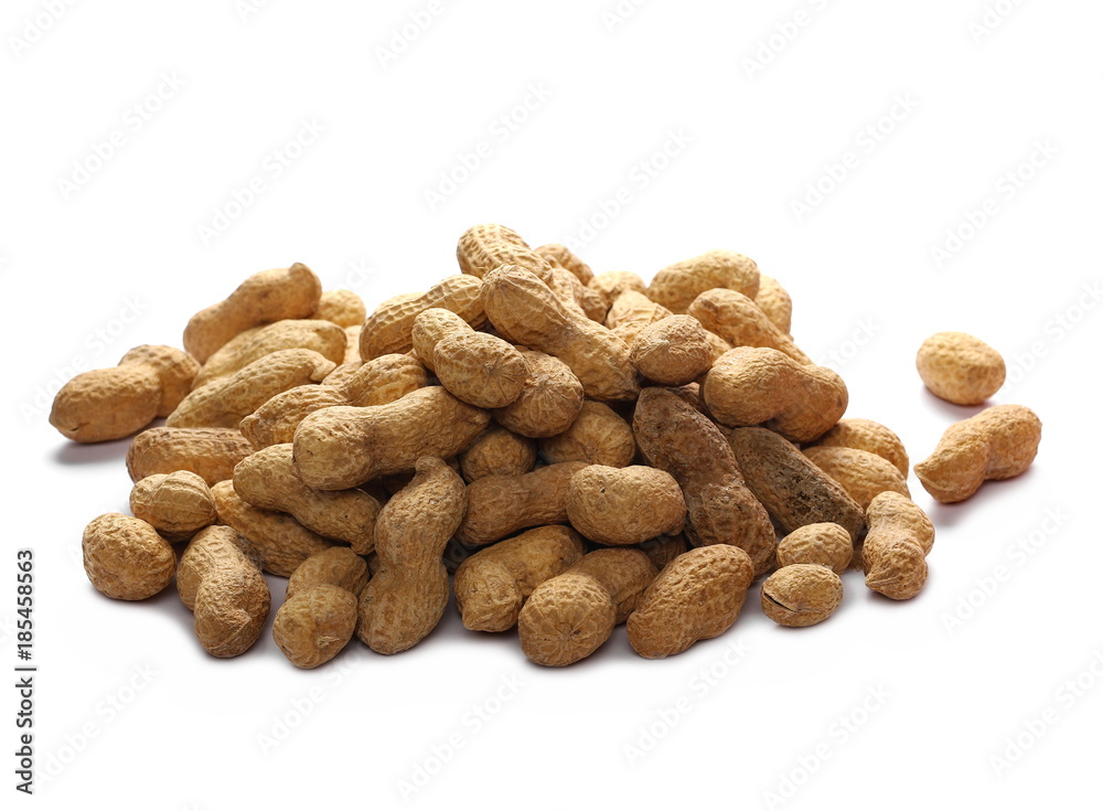 Peanuts with shells isolated on white background Peanuts with shells isolated on white background