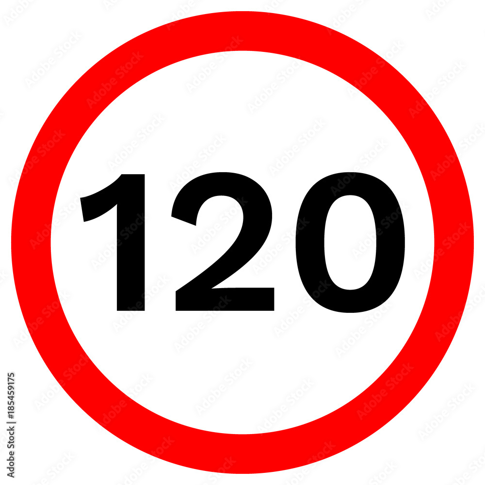 SPEED LIMIT 120 sign in red circle. Vector icon. Stock Vector | Adobe Stock