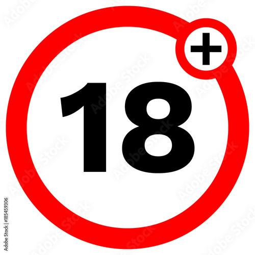 UNDER EIGHTEN prohibition sign in red circle. Vector icon.