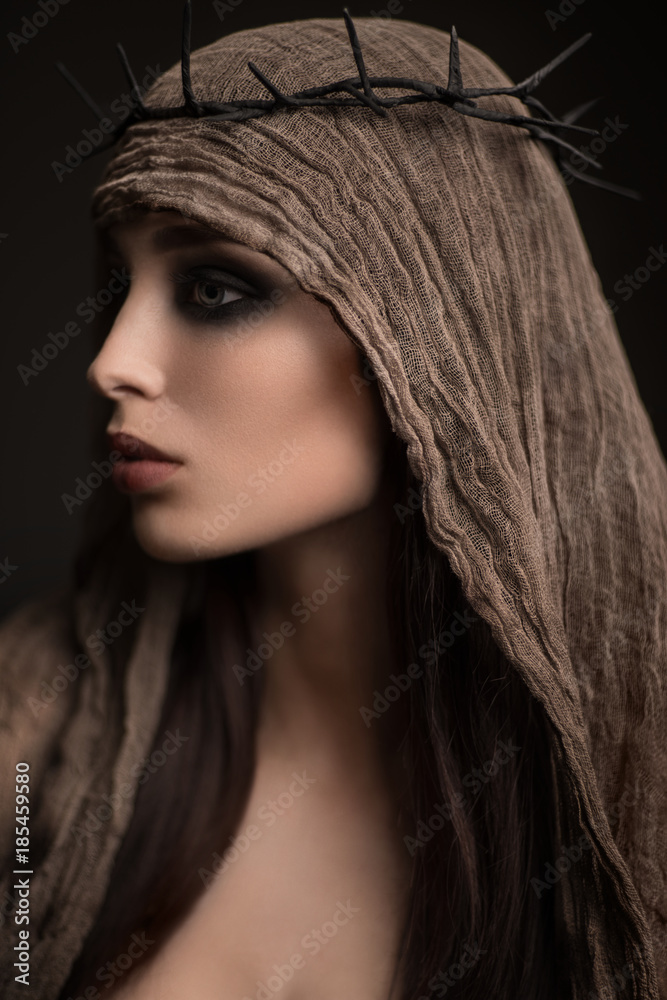 Portrait of beauty woman with hairhoop veil Portrait of beauty woman with hairhoop veil