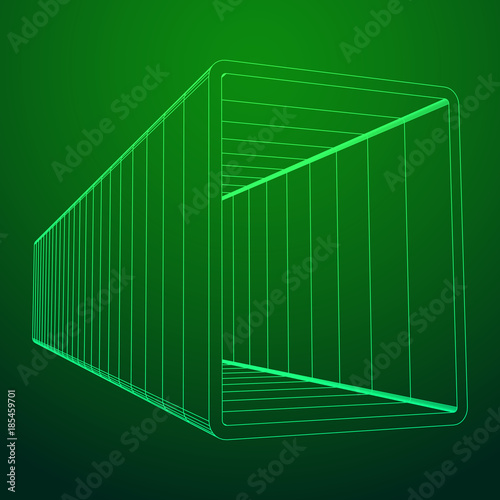 Wireframe low poly mesh construction metallurgy square tube profile symbol vector illustration