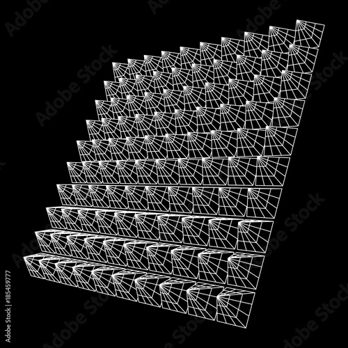 Wireframe model of sound proof coverage in music studio with soundproofing walls. Vector illustration