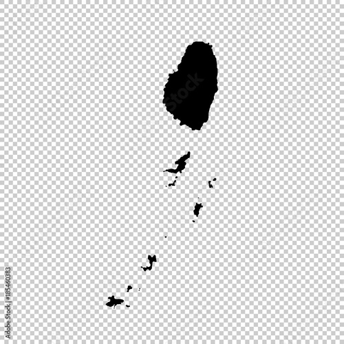 Vector map Saint Vincent and the Grenadines. Isolated vector Illustration. Black on White background. EPS 10 Illustration.