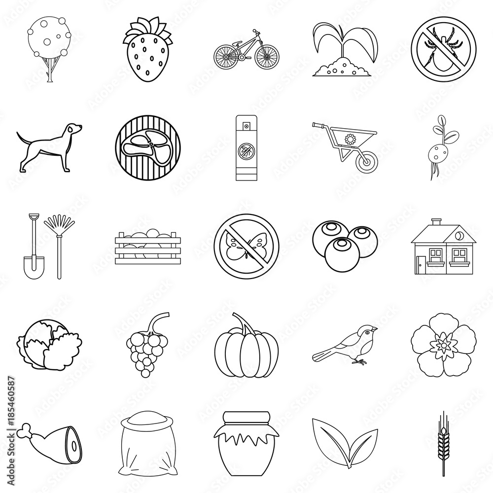 Colony icons set, outline style