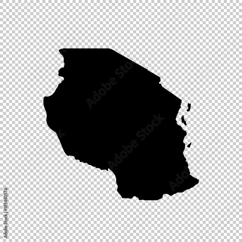 Vector map Tanzania. Isolated vector Illustration. Black on White background. EPS 10 Illustration.