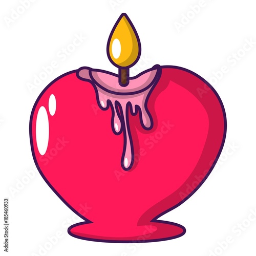 Candle romance icon, cartoon style