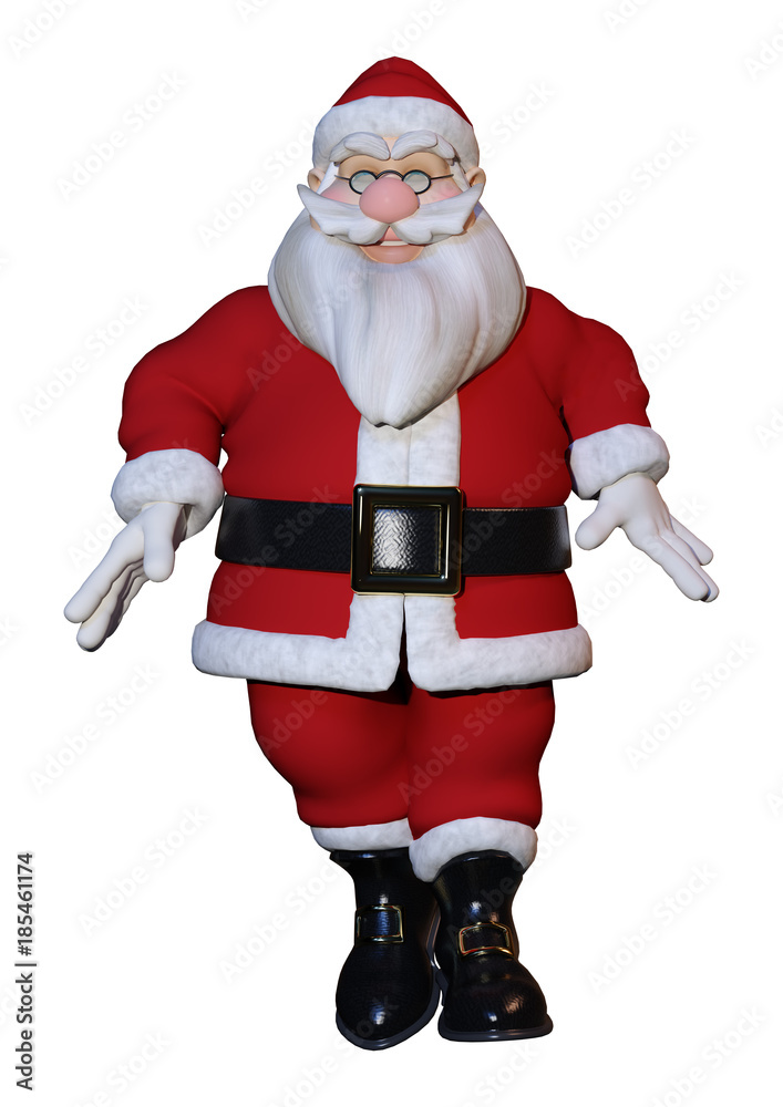 3D Rendering Santa Exercising on White 3D Rendering Santa Exercising on White