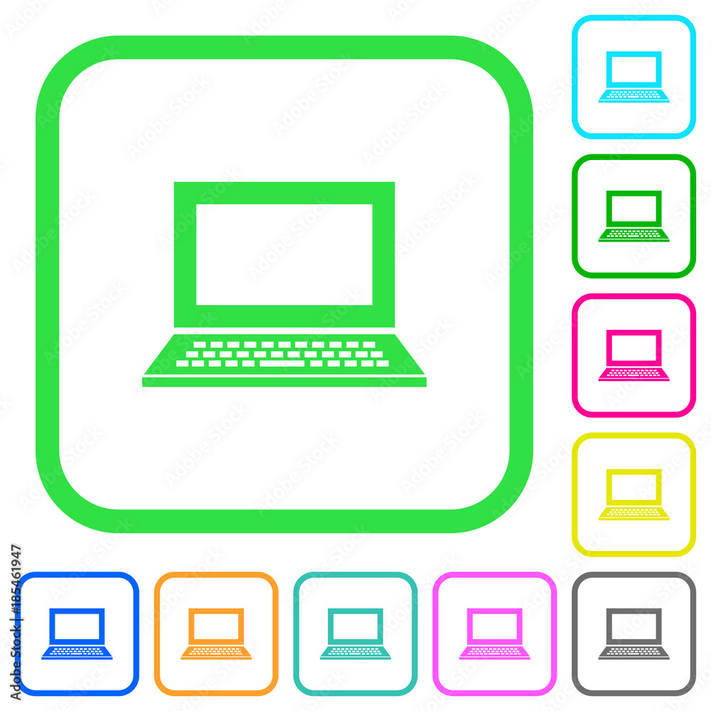Laptop with blank screen vivid colored flat icons icons Laptop with blank screen vivid colored flat icons icons