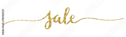 SALE hand lettering banner in gold glitter