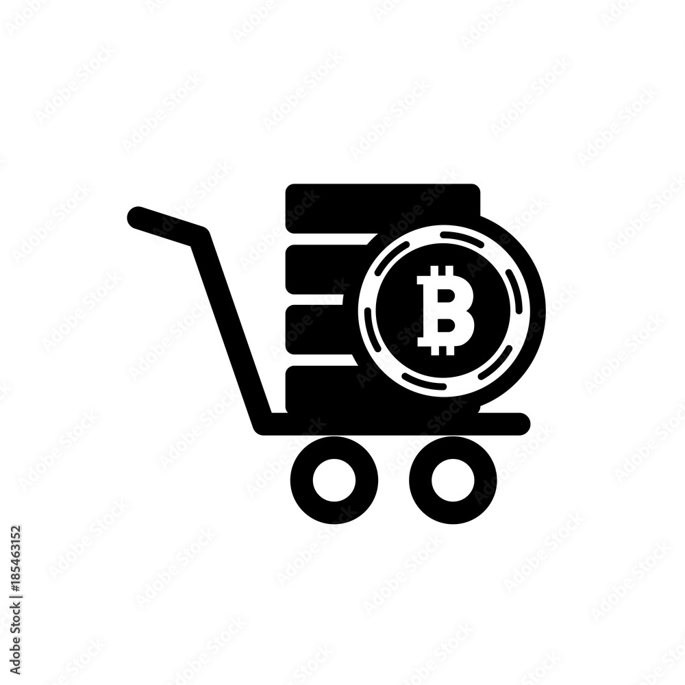 Bitcoin pushcard vector icon Bitcoin pushcard vector icon
