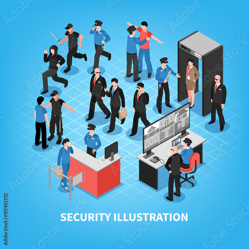Security System Isometric Illustration