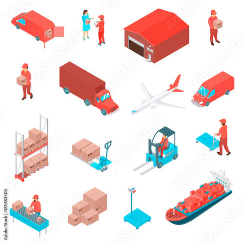 Logistic Isometric Icons Set 