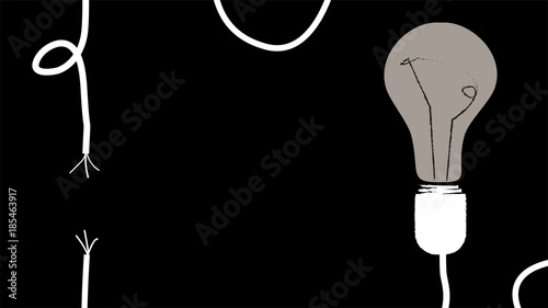 Light Bulb with Cut Cable on Black Background. Lack of Creativity Concept