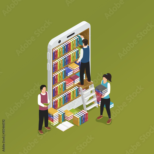 E-Learning Smartphone Isometric Composition 
