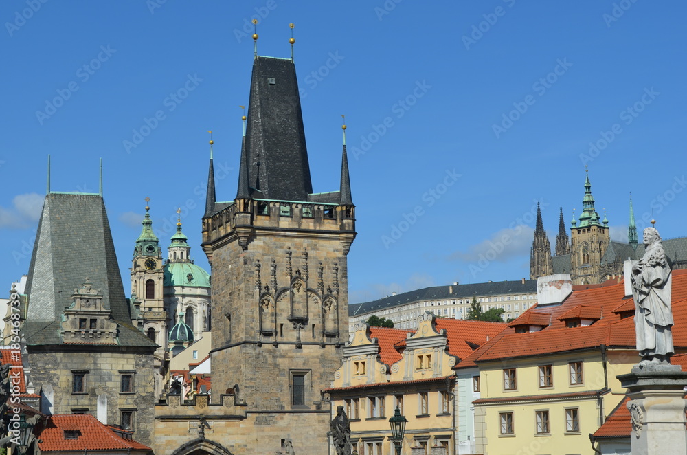 Prague - Mala Strana Bridge Towers and St. Vitus Cathedral