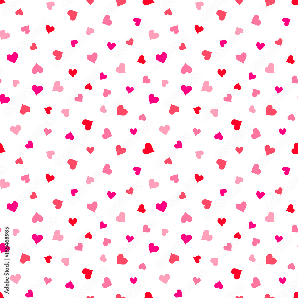 Vector seamless  background with pink, red heart. Wedding or Valentine's day pattern.