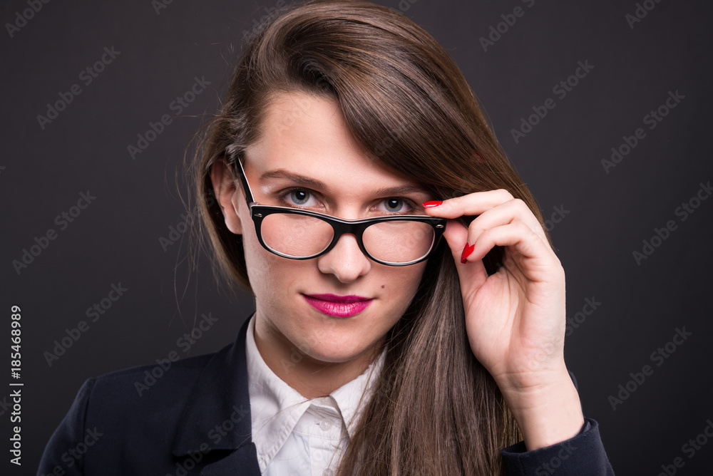 Portrait of attractive successful woman with eyeglasses. Portrait of attractive successful woman with eyeglasses.