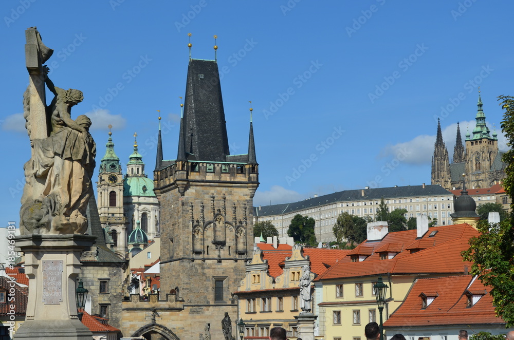 Prague - Mala Strana Bridge Towers and St Vitus Cathedral