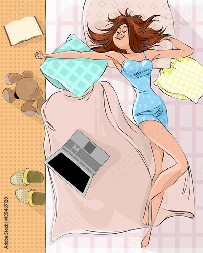 Sleeping woman on the bed