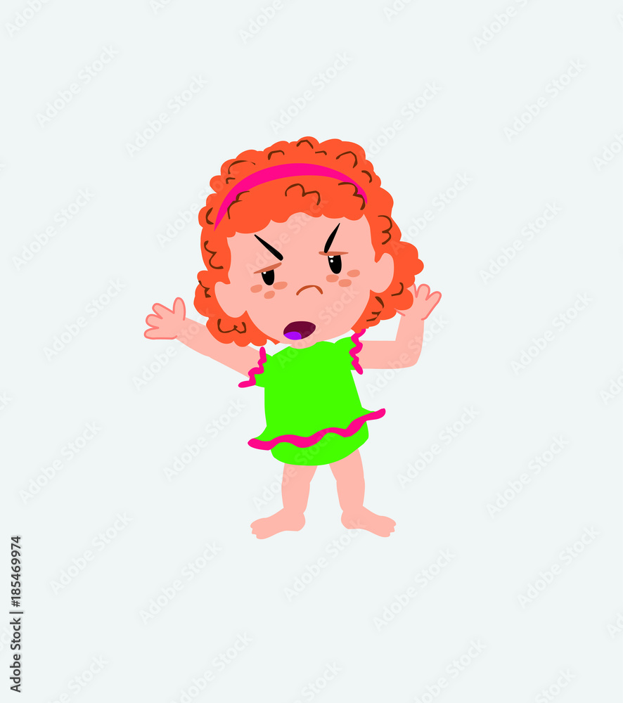 White girl in a swimsuit argues something with a gesture of discontent. White girl in a swimsuit argues something with a gesture of discontent.