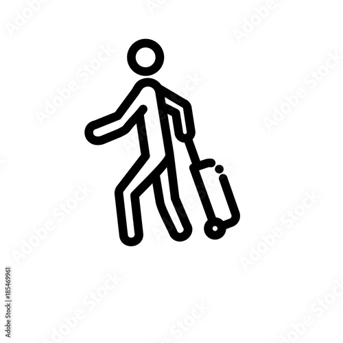 Waiting with luggage vector icon