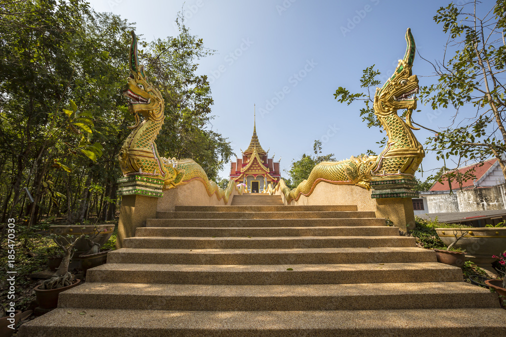 Fototapeta premium Udon Thani ,Thailand - December 21, 2013 : The wat Pa Phu Kon near the city of Udon Thani in the Isan in Northeast Thailand
