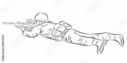 illustration of a shooting soldier, vector draw