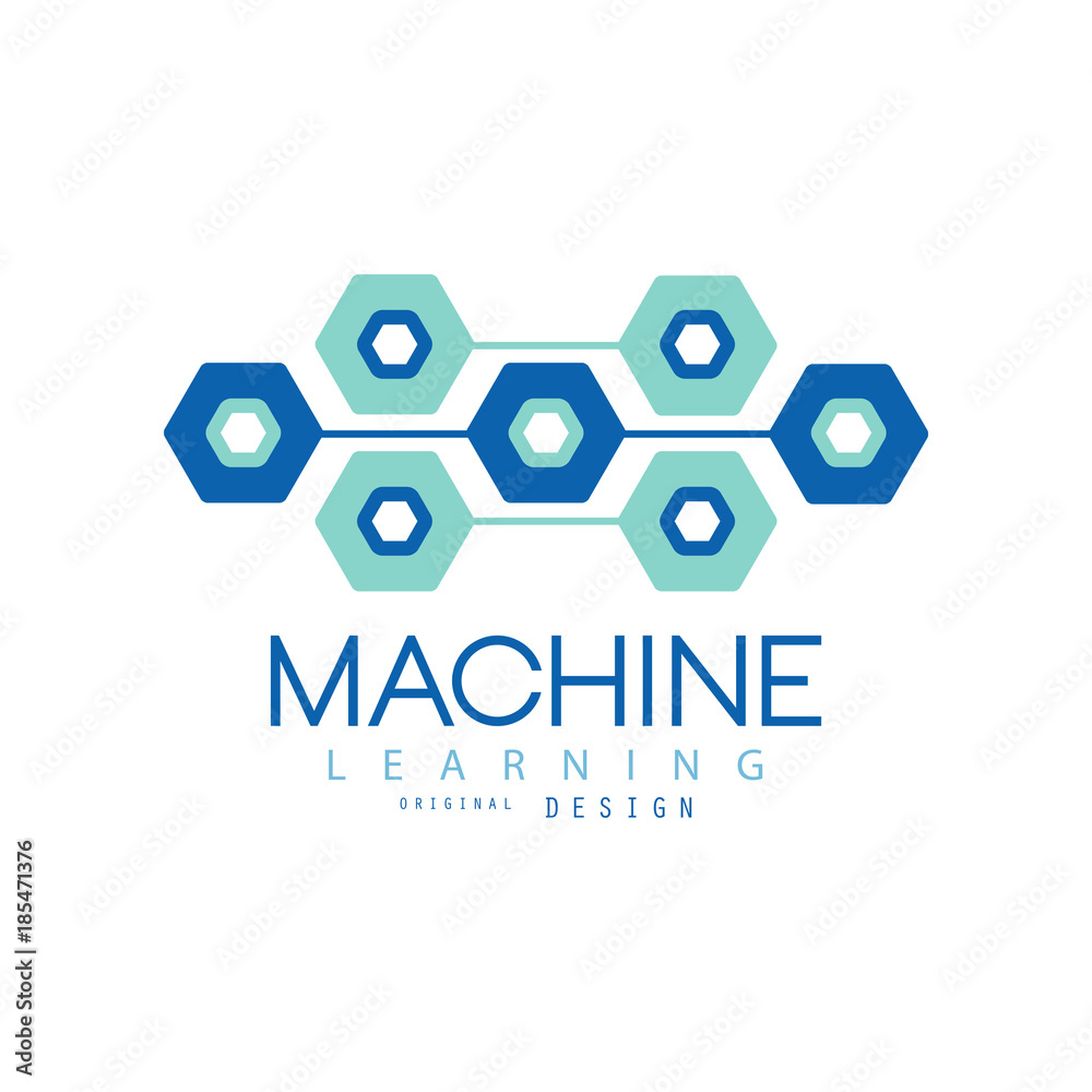 Flat machine learning logo design. Computer science and technology ...