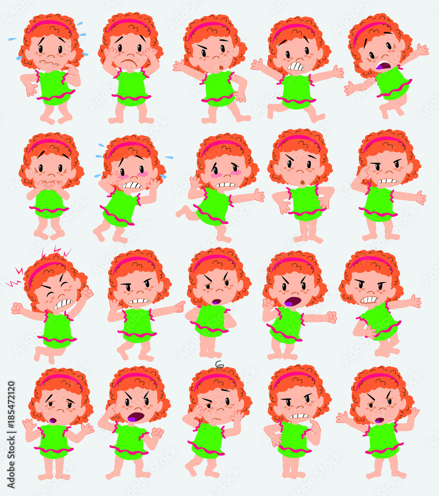 Cartoon character girl in a swimsuit. Set with different postures, attitudes and poses, always in negative attitude, doing different activities in vector vector illustrations. Cartoon character girl in a swimsuit. Set with different postures, attitudes and poses, always in negative attitude, doing different activities in vector vector illustrations.