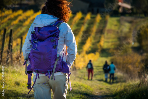 Casaglia, Pisa, Italy - 16 november, 2017: Trekking route in Casaglia, Municipality of Montecatini Val di Cecina