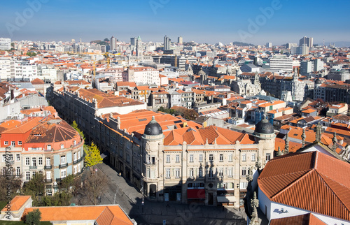 Aerial view on red roofs of Porto city. Portugal