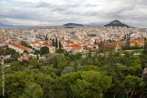 View of Athens city from Areopagus hill, Athens, Greece