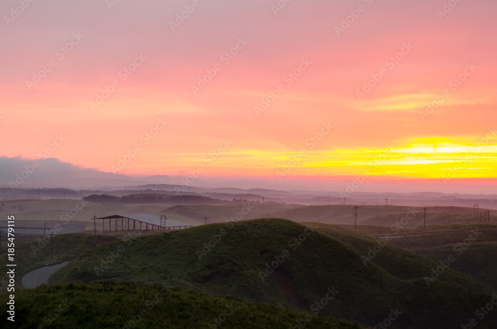 熊本 阿蘇 大観峰の日の出と雲海 Stock Photo Adobe Stock