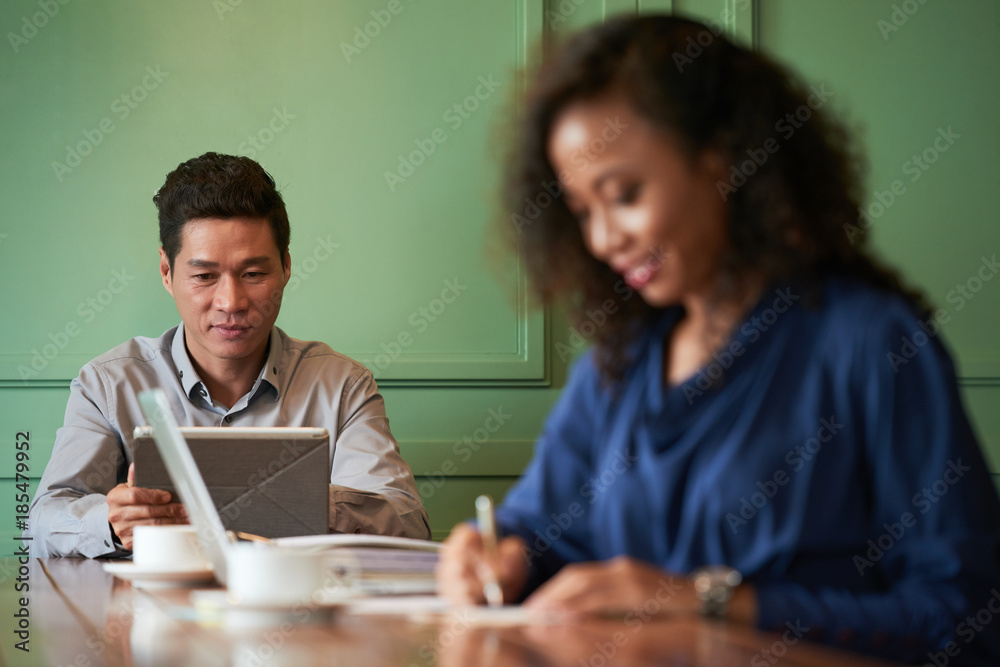 Checking e-mails on digital tablet Checking e-mails on digital tablet