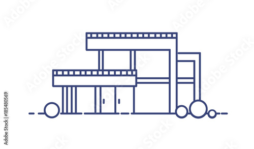 Residential house with large panoramic windows built in contemporary architec...