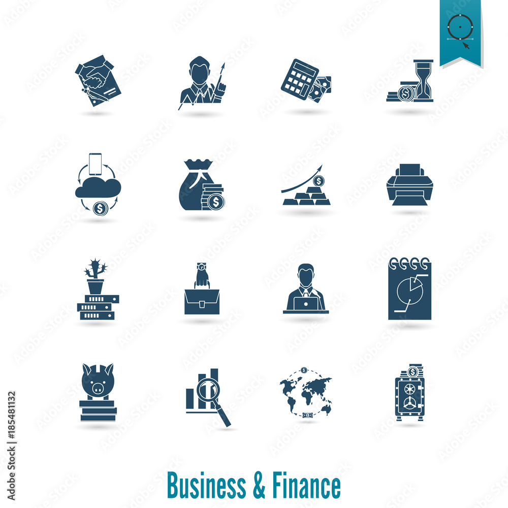 Fototapeta premium Business and Finance Icon Set