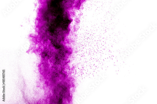 Violet Color powder splash cloud isolated on white background
